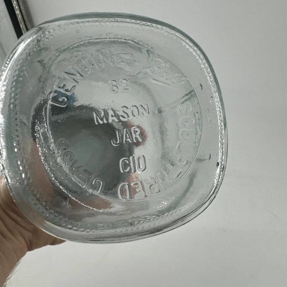 Ball Mason Canning Jar Qt Blue Tint Glass Measure Sculptured 62 C10 w/Zinc Lid